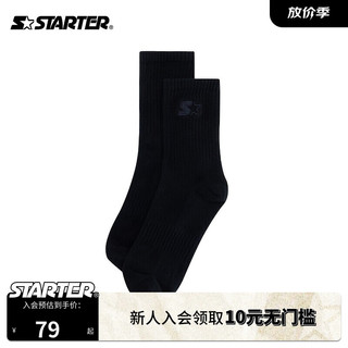 STARTER | 23新款休闲运动卡通袜子情侣同款简约潮流中筒袜黑白色 黑色 尺码00