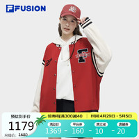 FILA 斐乐 FUSION情侣款针织外套2024春季刺绣棒球服