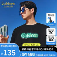 卡宾（CABBEEN）【凉感】索罗那短袖T恤男2024夏季渐变LOGO印花潮牌纯色 煤黑色01 52