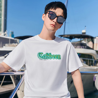 卡宾（CABBEEN）【凉感】索罗那短袖T恤男2024夏季渐变LOGO印花潮牌纯色 漂白色02 48