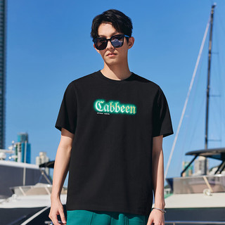 卡宾（CABBEEN）【凉感】索罗那短袖T恤男2024夏季渐变LOGO印花潮牌纯色 煤黑色01 56