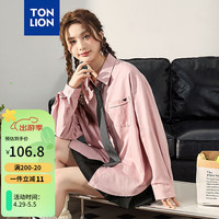 唐狮 TONLION女精致刺绣设计长袖衬衫mt 烟灰粉 M