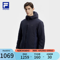 FILA 斐乐男士棉服2024春基础简约运动休闲连帽外套 RD宝蓝-NV 165/88A/S