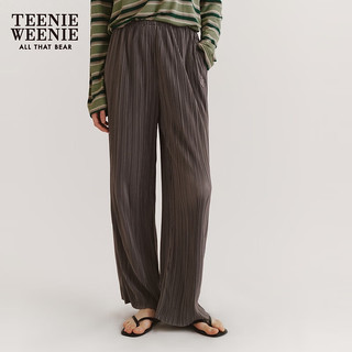 Teenie Weenie小熊女装2024垂感细褶肌理感空气裤休闲裤长裤子 深灰色 170/L
