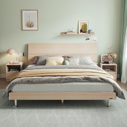 QuanU 全友 現代簡約雙人床 106302 白橡木紋1.5米床+床頭柜*1