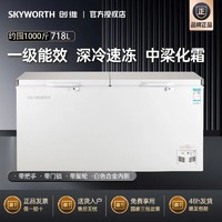 百亿补贴：SKYWORTH 创维 冰柜718升商用家用两用大容量双门卧式冷柜顶开门冷藏冷冻