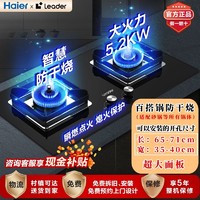 百亿补贴：Haier 海尔 天然气燃气灶家用煤气灶双灶头嵌入台式灶台防干烧聚能Leader