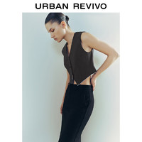 URBAN REVIVO 女士都市高级感通勤V领无袖西装马甲 UWG140051 深灰 XS