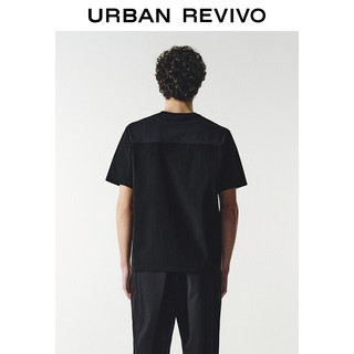 UR2024夏季男装时尚休闲设计感拼接圆领短袖T恤UMU440038 黑色 L