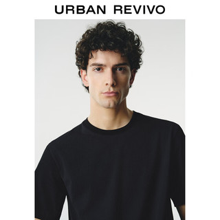 UR2024夏季男装时尚休闲设计感拼接圆领短袖T恤UMU440038 黑色 L