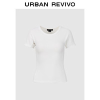 URBAN REVIVO 女装休闲高街简约百搭修身短袖T恤衫 UWJ440041 本白 S