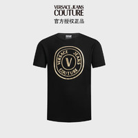 VERSACE 范思哲 Jeans Couture男装24春夏男士V-EMBLEM印花T恤 黑色 S S(175/88A) BLACK-G89黑色