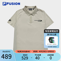 FILA 斐乐 FUSION斐乐潮牌男子针织短袖POLO衫2024夏新款时尚拼接上衣 藊豆灰-BG 175/96A/L