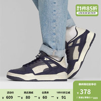 PUMA 彪马 男女同款休闲板鞋 SLIPSTREAM HERITAGE 392108 炭黑色-海军蓝-04 44.5