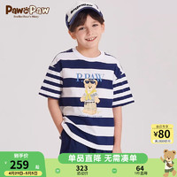 Paw in Paw PawinPaw卡通小熊童装2024年夏季男童条纹圆领短袖T恤 Navy藏青色/59 150