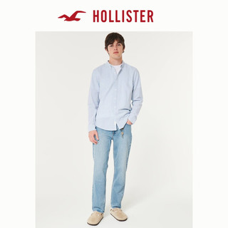 HOLLISTER24年春夏棉质长袖泡泡纱纽扣式衬衫 男 357847-1 蓝色条纹 L (180/108A)