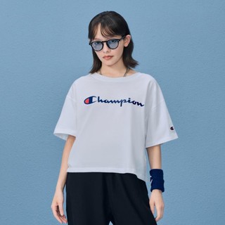 Champion 女款多色胶印草写LOGO圆领T恤