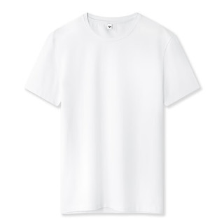 短袖t恤男夏季青少年大码休闲半袖纯棉上衣男装上衣 白色 5XL