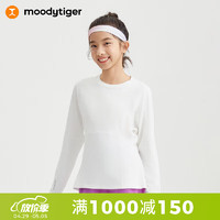 moodytiger 儿童长袖T恤24年春季女童个性圆领宽松排汗运动衫