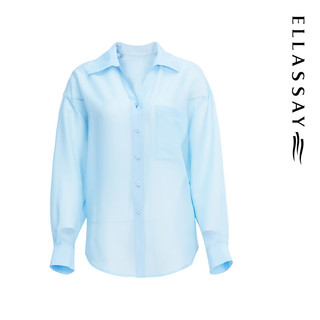 歌力思（ELLASSAY）2024春夏小众复古时尚百搭通勤长袖衬衫女EWD351C02700 天空蓝 XS