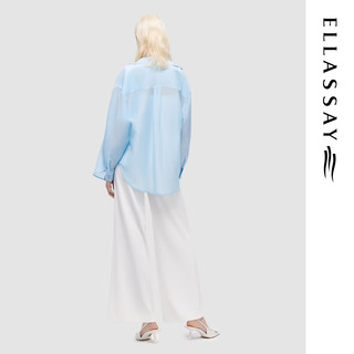 歌力思（ELLASSAY）2024春夏小众复古时尚百搭通勤长袖衬衫女EWD351C02700 天空蓝 XS