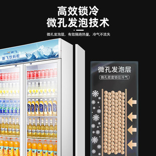 新飞（Frestec）900升双门冷藏冰箱展示柜商用 超市饮料啤酒保鲜冷柜冷饮茶叶陈列柜 双门上机【900L直冷】