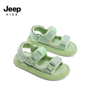 Jeep吉普男童凉鞋儿童夏季2024童鞋夏款女童宝宝软底防滑沙滩鞋子 动感绿 35码  鞋内约长22.5cm