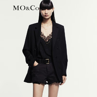 MO&Co.【NOIR】2024夏美丽诺羊毛垫肩轻薄西装外套MBD2BLA007 黑色 S/160