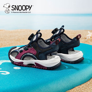 SNOOPY史努比童鞋儿童凉鞋夏季男女童旋转扣户外沙滩鞋运动休闲凉鞋 深蓝 32码 脚长19.2-19.7cm