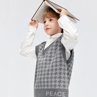 Mini Peace 太平鸟童装男童秋季套装学院风针织马甲白衬衫