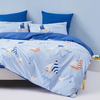 水星儿童 A类标准儿童全棉抑菌卡通三/四件套床上用品被套床单斜纹套件