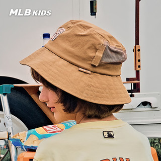 MLB儿童男女童潮流时尚休闲刺绣队标可调节渔夫帽24春夏 驼色 54CM,7岁以上