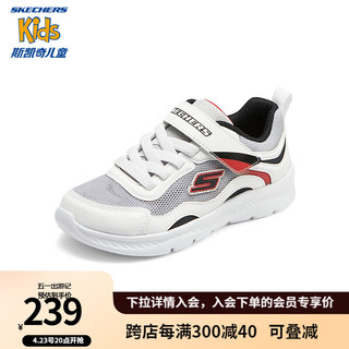 Skechers斯凯奇童鞋2024春男童网面透气运动鞋舒适轻便休闲鞋405283L 白色/黑色/WBK 36码