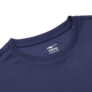鸿星尔克（ERKE）儿童装男童速干短袖t恤夏季短T男生夏装中大童运动半袖T恤 蓝黑色 130cm