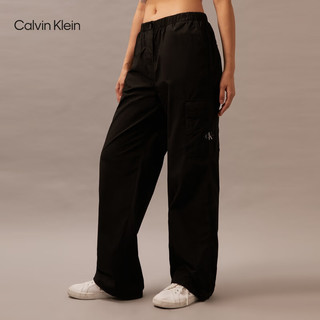 Calvin Klein Jeans24春夏女士松紧腰经典徽标工装风直筒休闲裤J223116 BEH-太空黑 XS