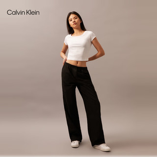 Calvin Klein Jeans24春夏女士松紧腰经典徽标工装风直筒休闲裤J223116 BEH-太空黑 XS