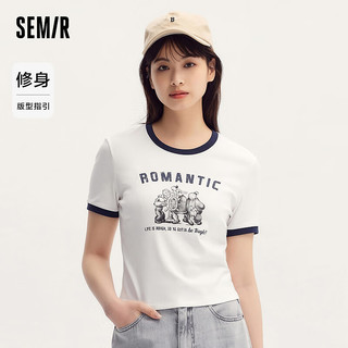 森马（Semir）大力水手联名短袖T恤女短款2024夏装凉感修身 本白10102 150/76A/XS