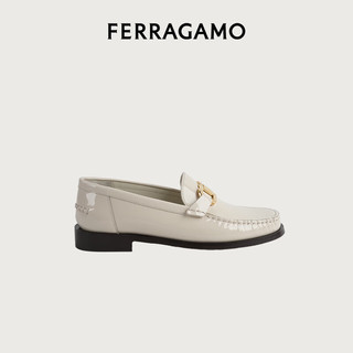 菲拉格慕（Ferragamo）女士白色Gancini扣饰莫卡辛鞋 0769303_1D _ 60/36.5 