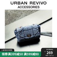 URBAN REVIVO2024夏季女士牛仔绗缝单肩斜挎包UAWB40194 中灰蓝