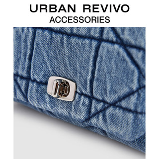 URBAN REVIVO2024夏季女士牛仔绗缝单肩斜挎包UAWB40194 中灰蓝
