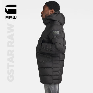 G-STAR RAW冬G-WHISTLER拒水连帽绗缝保暖男士派克加厚棉服夹克D20102 黑色 M