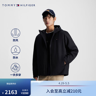 TOMMY HILFIGER【出走都市】【防风防水】男女三合一耐磨冲锋款外套35258 暗夜黑BDS S