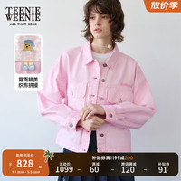 Teenie Weenie小熊2024春装甜美粉色牛仔外套多巴胺穿搭上衣女 粉色 165/M