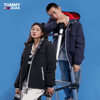 TOMMY JEANS秋冬男女刺绣户外运动宽松轻薄连帽铺棉夹克外套14448 黑色BDS L