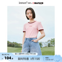 茵曼（INMAN）米雷系列刺绣T恤2024夏季女装短袖显瘦百搭小个子上衣 浅粉红 XL