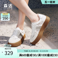 SENDA 森达 透气夏季女鞋板鞋新中式蕾丝休闲鞋德训鞋子女2024新款ZCC02