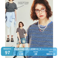 CONCORDEVENT ConE 半熟少女复古古着感条纹T恤女2024夏季新款圆领短袖百搭上衣