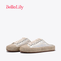Bella Lily BellaLily2024春季新款麻绳外穿半包拖鞋女一脚蹬渔夫鞋透气板鞋