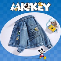 Disney 迪士尼 男童春季牛仔外套拼接衬衫款百搭舒适上衣中大童酷帅儿童休闲夹克