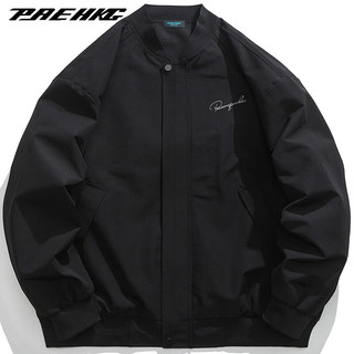 PRESSURE男士夹克外套长袖美式百搭设计感外套舒适设计感小众 黑色 L(175/92A)